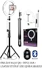 Ring Light 26cm Halka Işık + Tripod Ayak – Bluetooth Uzaktan Kumandalı – 3 Işık Modu & 10 Parlaklık Seviyesi – USB Bağlantılı Telefon Tutuculu Fotoğraf ve Video Çekim Işığı (RİNG)
