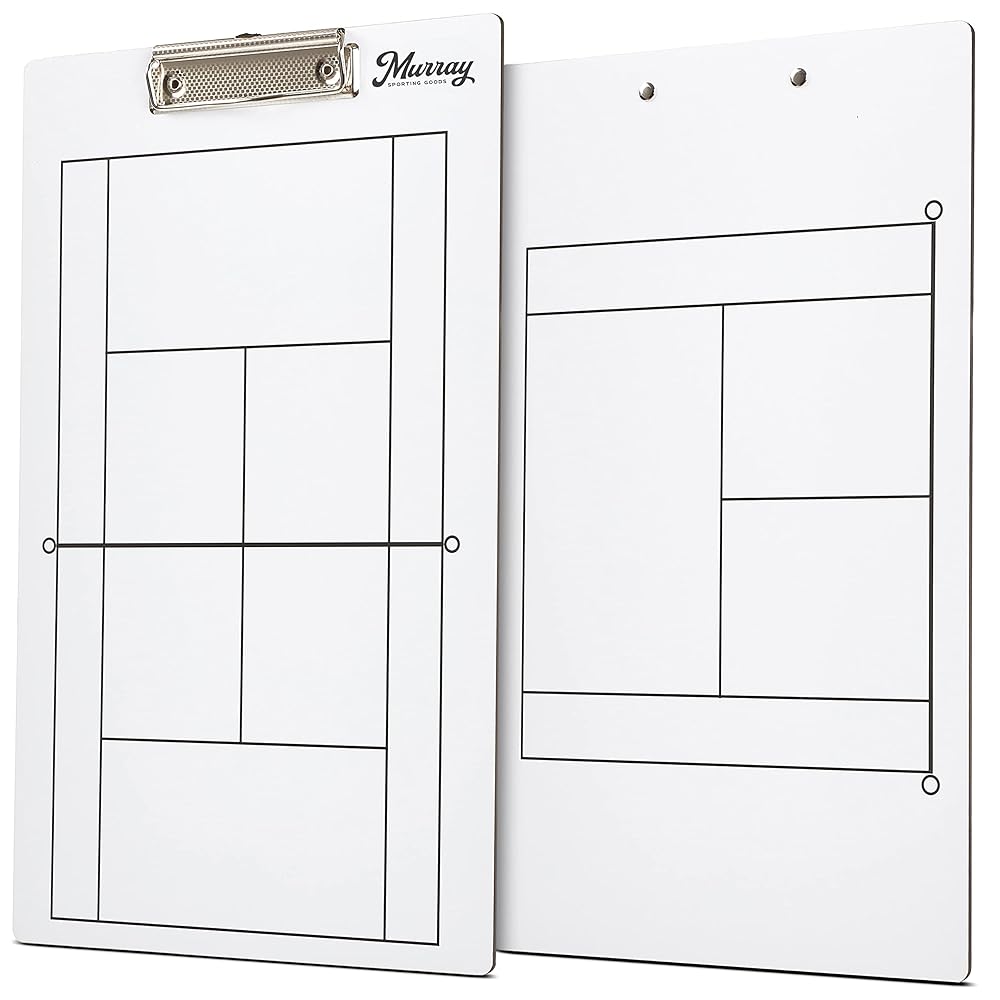 Murray Sporting Goods Dry Erase Coaches Clipboard | Double-Sided Dry Erase White Board (Tennis)