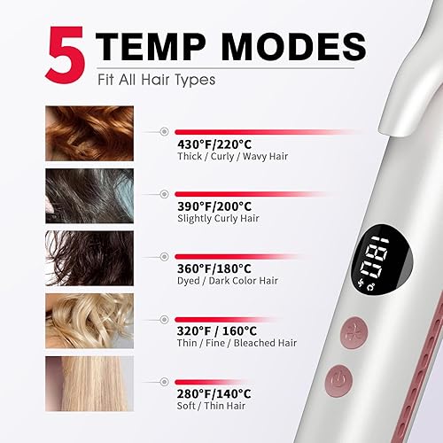 Miniatura 3 de Airflow - Plancha y rizadora de pelo 2 en 1, plancha plana de titanio con rejillas de refrigeración de 360° para bloqueo de estilo, doble voltaje