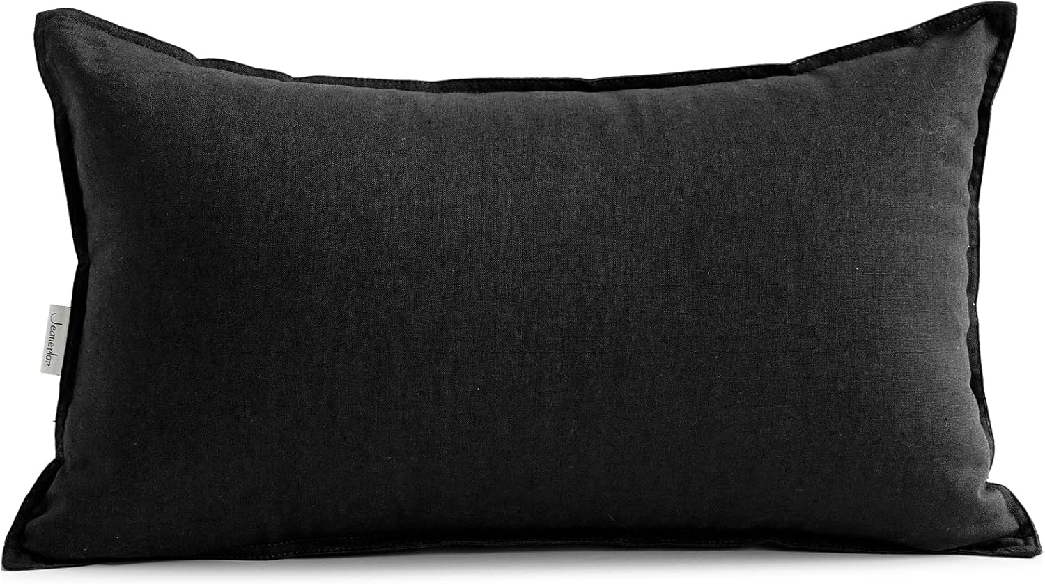 Jeanerlor Cotton Linen Decorative 12"x20" Lumbar Throw Pillow Case Cushion Cover with Twin Needles Stitch on Edge,for Wedding/Party/Gift/Car (30 x 50cm), Black - Image 2