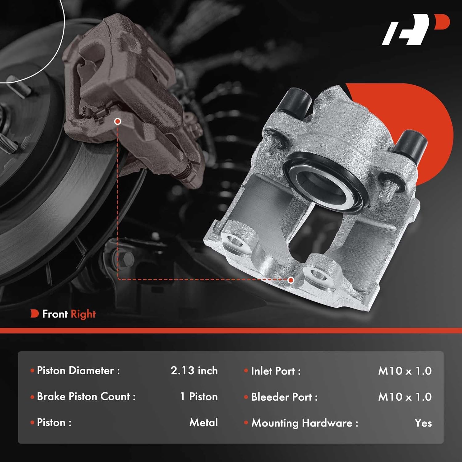 A-Premium Disc Brake Caliper Assembly Without Bracket Compatible with Select BMW Models - 318i, 318is, 318ti, 320i, 323Ci, 323i, 323is, 323ti, 325Ci, 325i, 325is, 325xi, 328Ci, 328i - Front Passenger