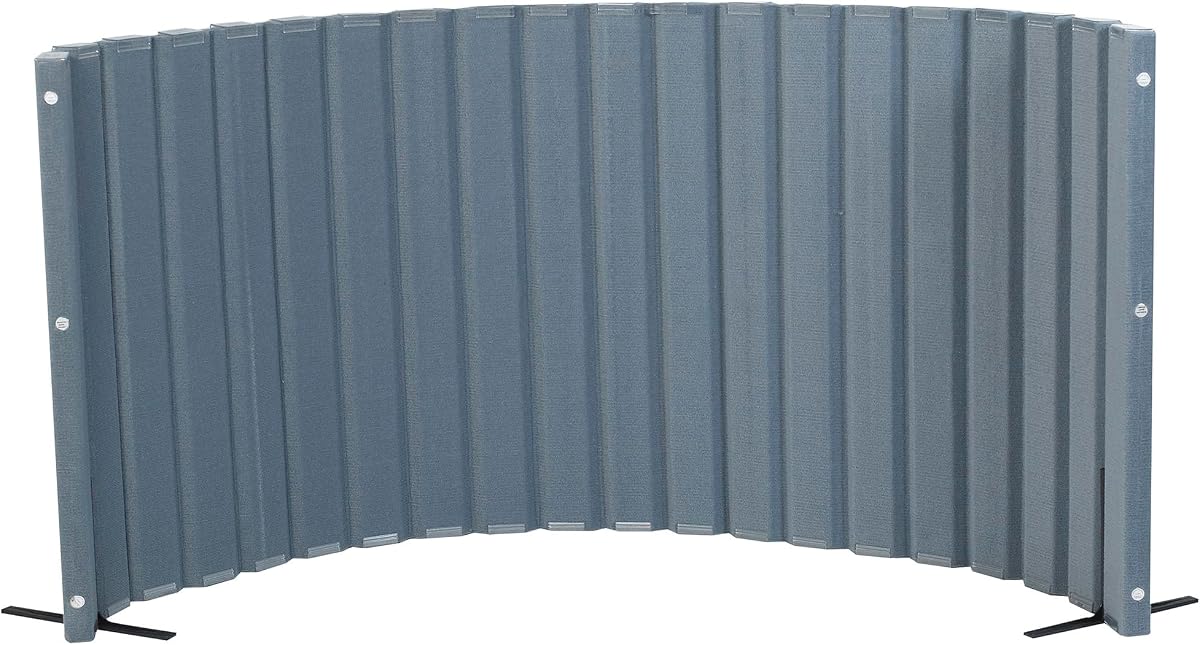 Angeles - Divisor de habitación, panel acústico divisor de habitación, gris, 48" x 10' | Divisor de pared con reducción de ruido, pantalla de privacidad independiente para aula, almacenamiento enrollable y pies divisorios incluidos