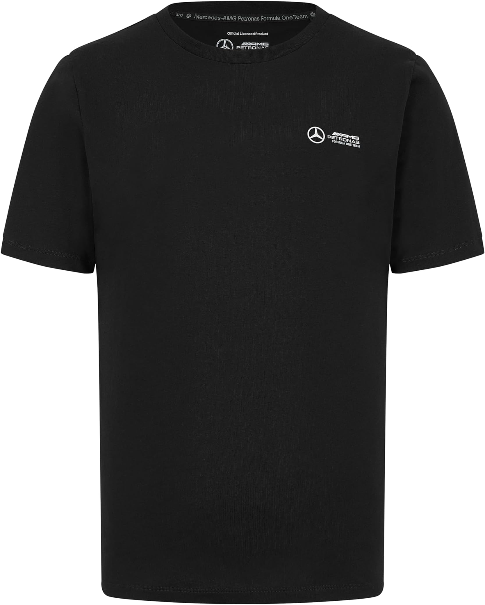 Mercedes AMG PetronasF1 Men's Tshirt with Small 3D Team Logo Execution - Black - Size: L