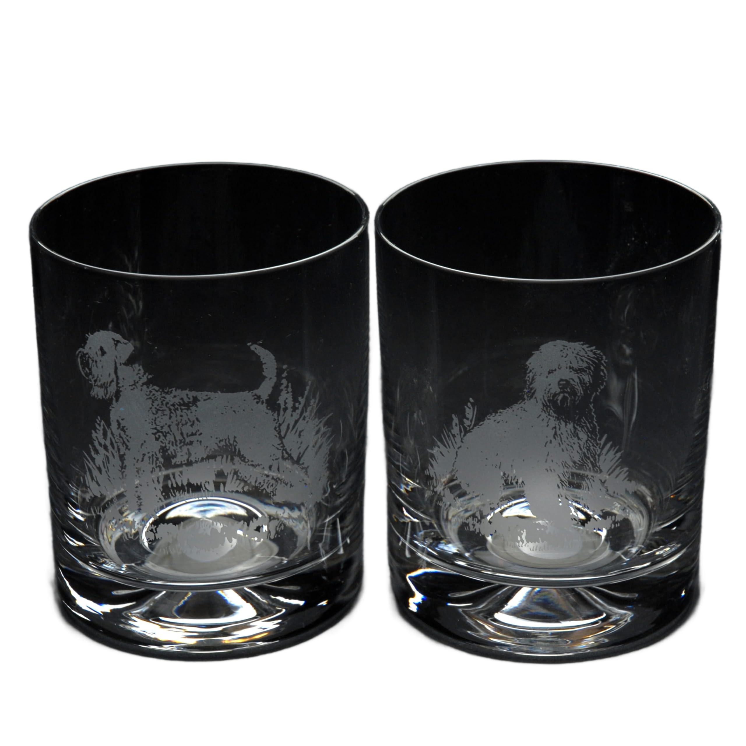GLYPTIC Glass Art Wheaten Terrier Dog Placement Hand Etched/Engraved Whiskey Tumbler Glass