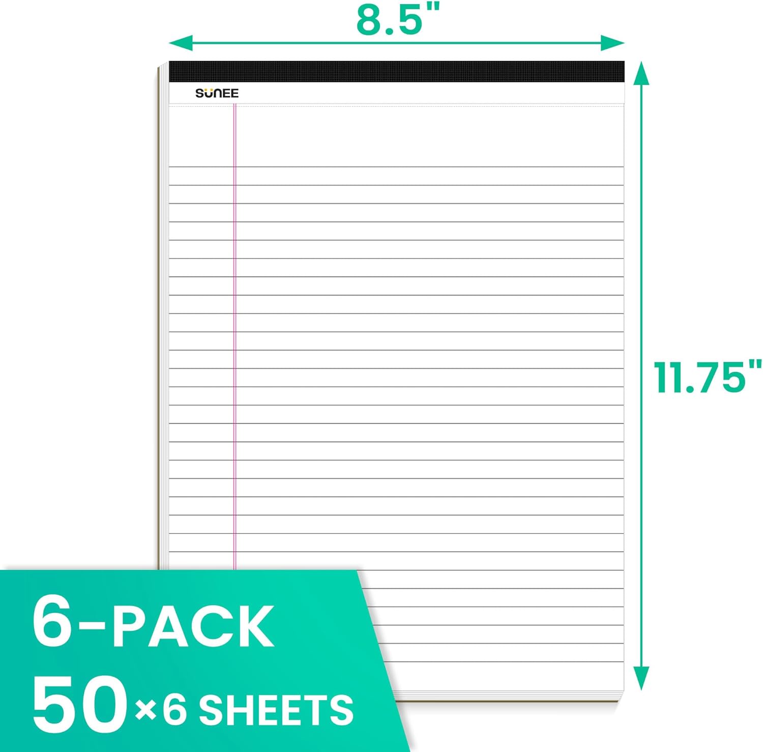 SUNEE Legal Pads Writing Pads, 8.5″x11.75″ White Wide Ruled Note Pads, 2-Pack, 50 Sheets per Writing pad, 8-1/2″x 11-3/4″ To-Do List Notepad, Legal Rule Notepads for Office, School, College, Business SUNEE Legal Pads Writing Pads, 8.5″x11.75″ White Wide Ruled Note Pads, 2-Pack, 50 Sheets per Writing pad, 8-1/2″x 11-3/4″ To-Do List Notepad, Legal Rule Notepads for Office, School, College, Business