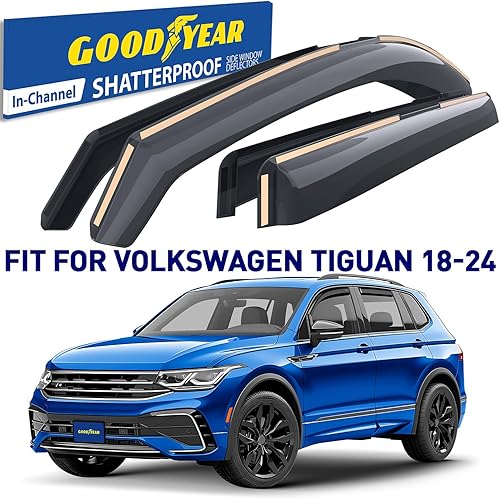 Miniatura 2 de Goodyear Deflectores de ventana inastillables en el canal para Volkswagen Tiguan 2018-2024, protectores de lluvia, viseras de ventana para