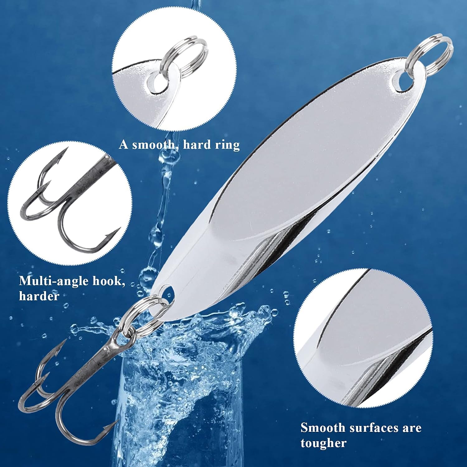Fishing Lures Fishing Spoons, 5pcs/25pcs/30pcs/50pcs Trout Lures Bass Lures Hard Metal Spinner Baits for Salmon Bass Trout