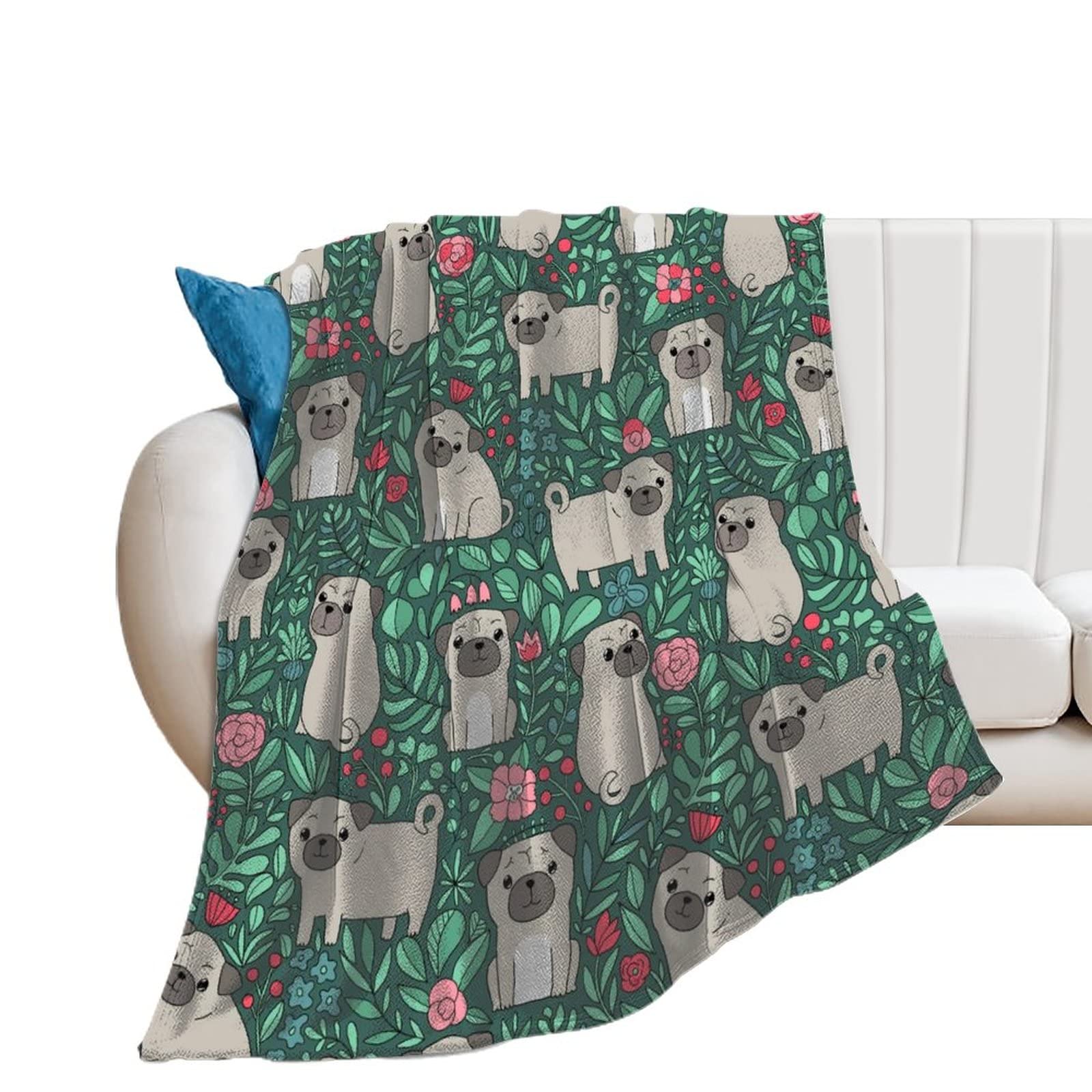 Couverture polaire carlin cadeau idéal plaid flanelle décoratif lit