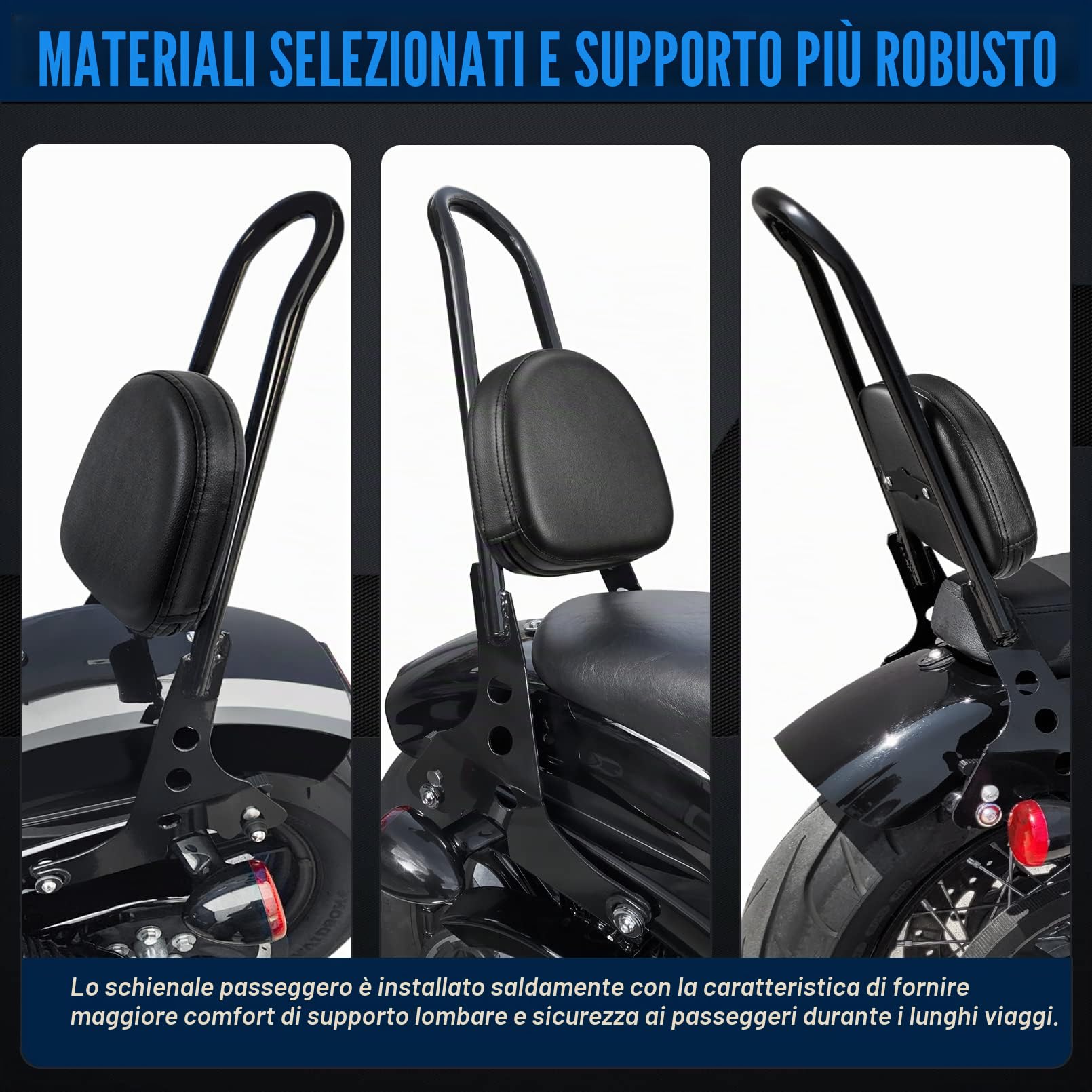Benlari - Schienale passeggero rimovibile Sissy Bar Pad compatibile per Harley Davidson Sportster XL1200 XL883 SuperLow Iron 883 1200 48 Nero 2004-2024