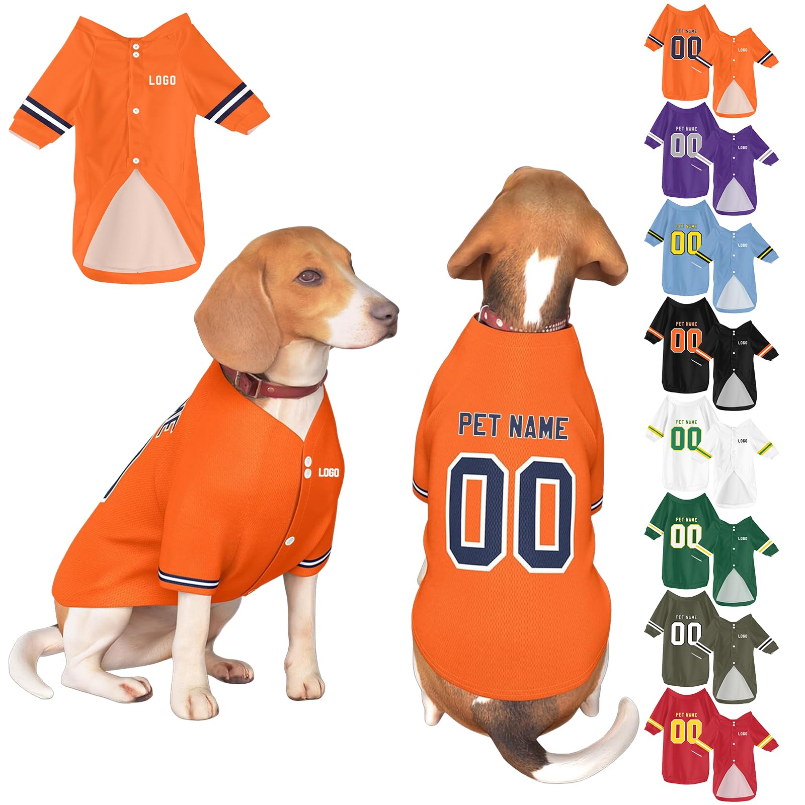 Custom Dog Baseball Shirt Personalised Name & Number Logo Pet Baseball Jersey, for Small Medium Large Pet Puppy XS-5XL (S3)