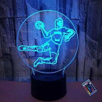 Kreative 3D Handball Nacht Licht 16 Farben Andern Sich Fernbedienung USB-Strom Touch Schalter Dekor Lampe Optische T uschung Lampe LED Lampe Tisch Kind Geburtstag Weihnachten Geschenke [Energieklasse D]