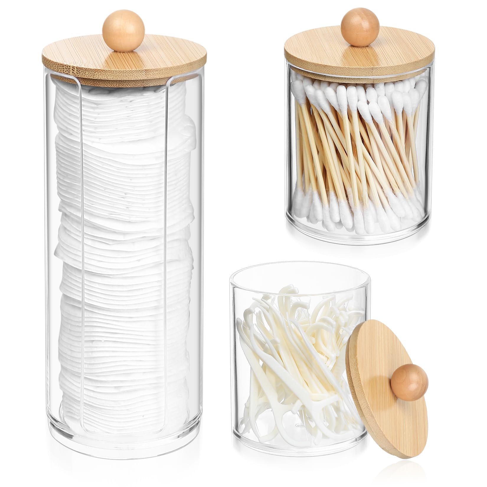 3 Porta Cotton Fioc Per Bagno - Con Coperchio, Per Dischetti Struccanti E Accessori - Foto 2