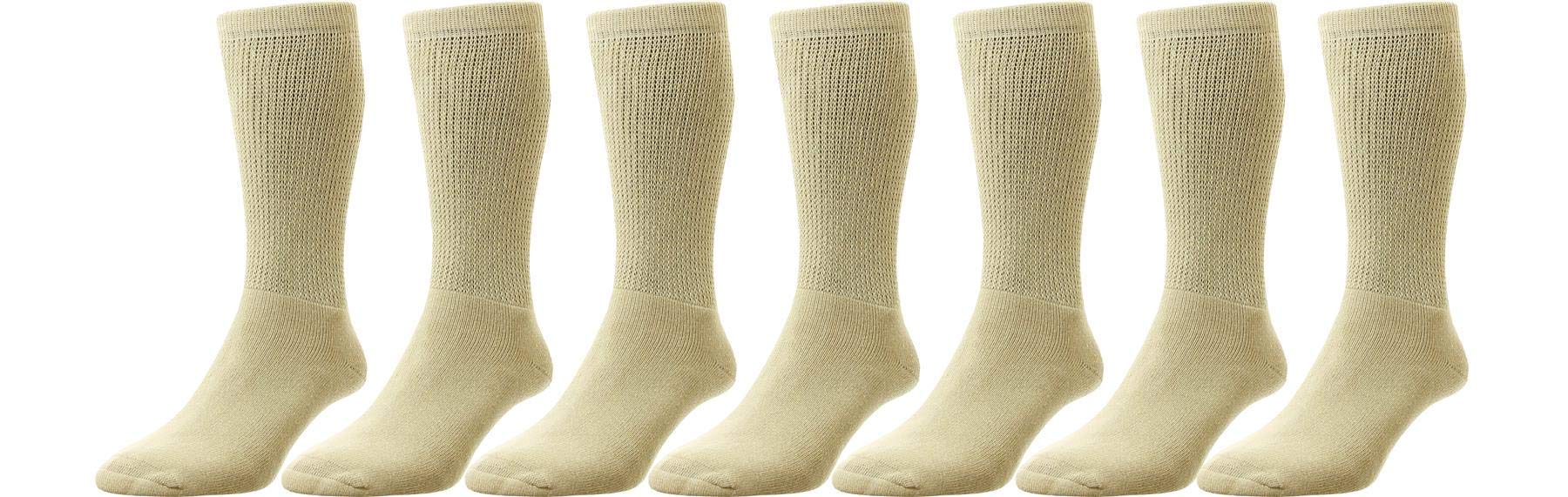 HJ Hall's Men's Diabetic Cotton Socks (HJ1351) in Oatmeal (7 Pair Pack) in 6-11 UK