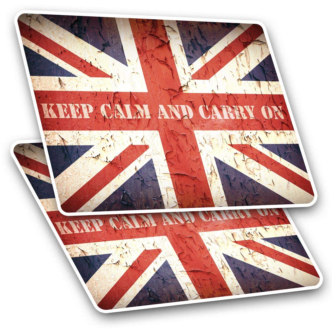 Destination Vinyl Ltd Multi Rectangle Stickers (Set Of 2) 10Cm - Keep Calm Carry On Britain Fun Decals For Laptops,Tablets,Luggage,Scrap Booking,Fridges, #14515