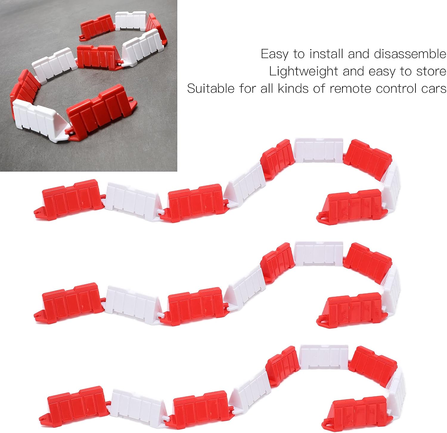 RC Roadblocks, 30Pcs RC Roadblocks Plastic Universal Drift Race Road Barriers Remote Control Car Accessories