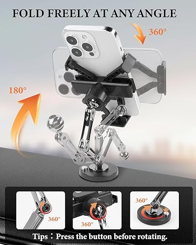 Miniatura 4 de Gravity Lock - Soporte de teléfono de doble brazo para automóvil con rotación de 360 y protección de silicona, soporte plegable universal para