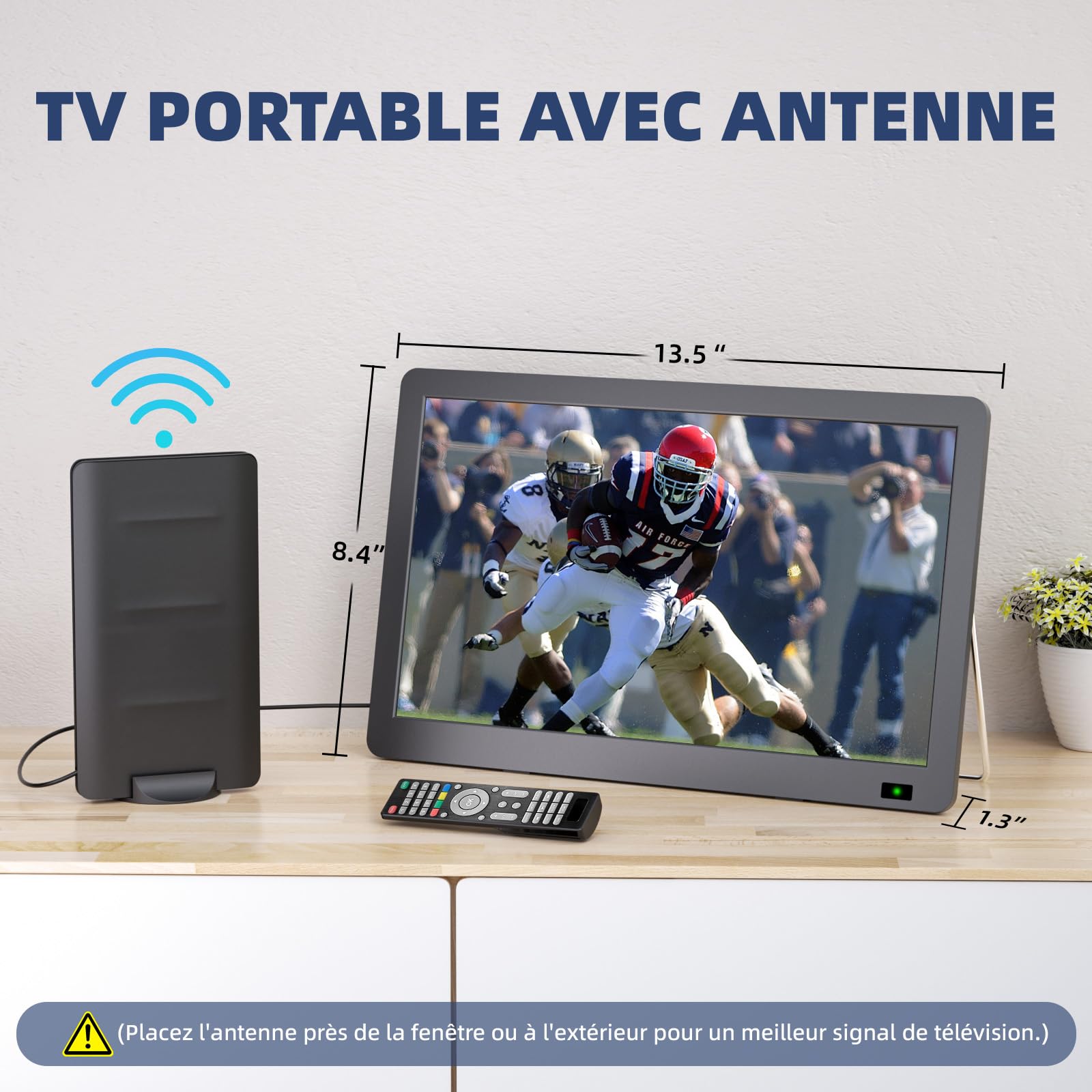 Desobry Téléviseur Portable 14,2 Pouces 1080p