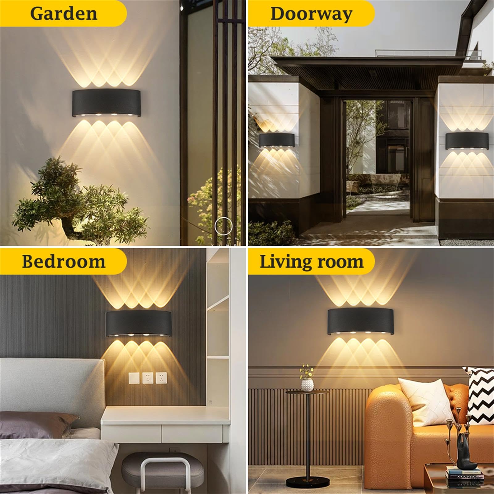 CANMEIJIA Lampa ścienna LED 8 W 3000 K czarna 2 szt