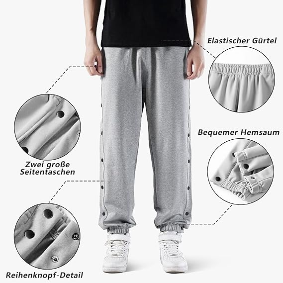 Neteson Revalidatiebroek voor heren, trainingsbroek met doorlopende ritssluiting aan de zijkant, volledige opening, joggingbroek met ritssluiting, operatie, met zakken, Zwart, L Neteson Revalidatiebroek voor heren, trainingsbroek met doorlopende ritssluiting aan de zijkant, volledige opening, joggingbroek met ritssluiting, operatie, met zakken, Zwart, L