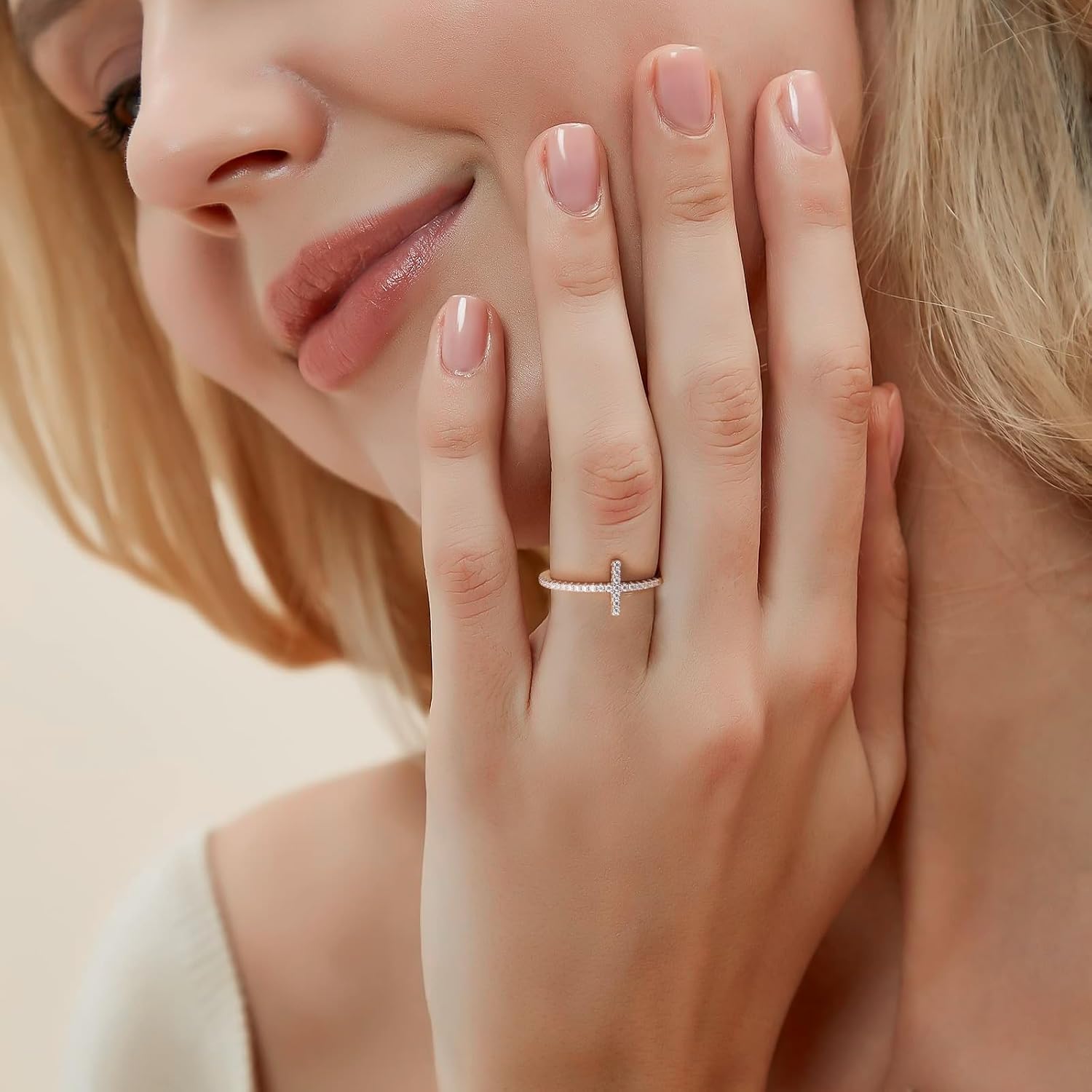 Moissanite/Created Sapphire/Emerald/Ruby Sideways Cross Rings for Women 925 Sterling Silver Stackable Band Ring Engagement Anniversary Jewelry - Image 2