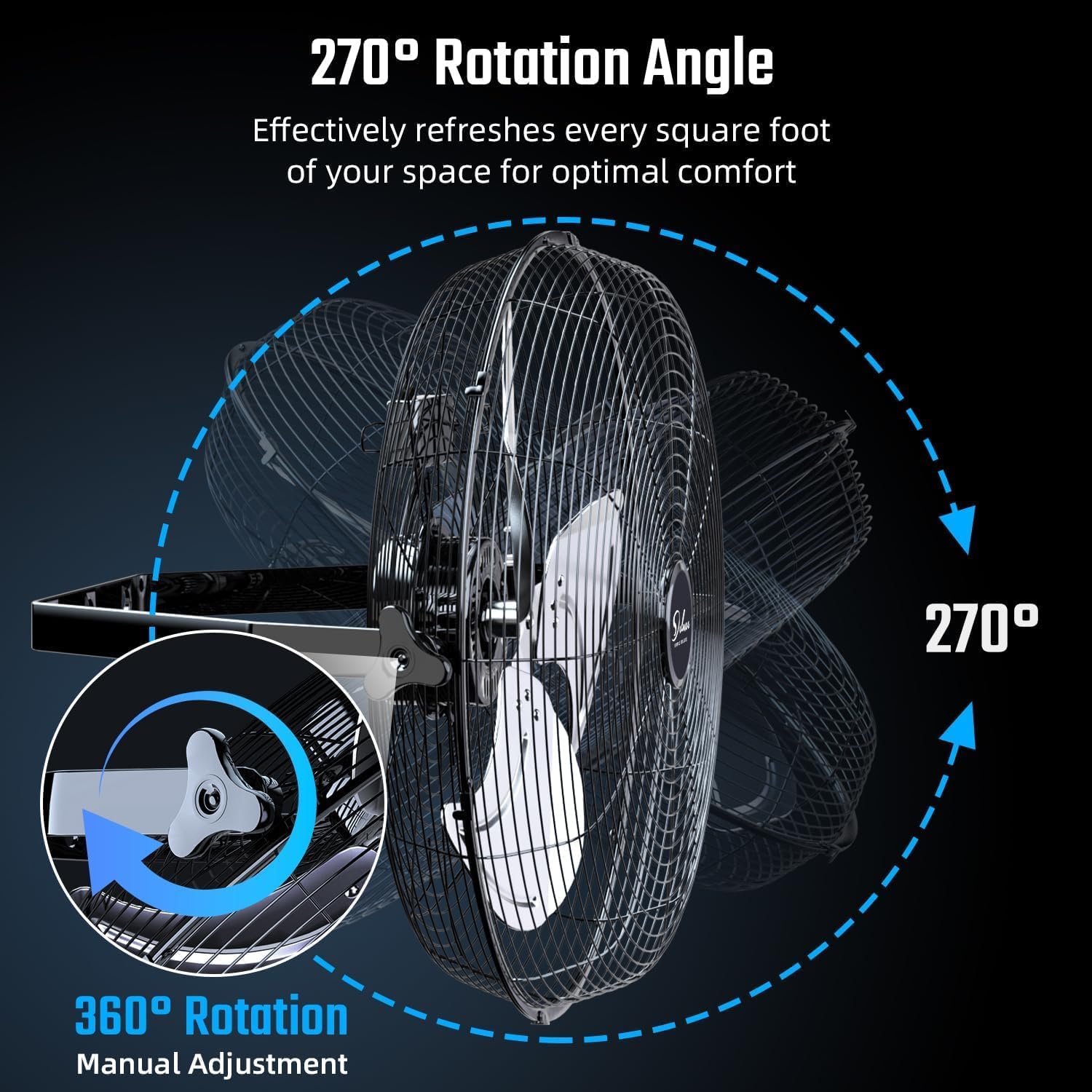 Simple Deluxe 18 Inch Industrial Wall Mount Fan, Max 4200 CFM 3 Speed Commercial Ventilation Metal Fan for Warehouse, Greenhouse, Workshop, Patio, Factory and Basement - High Velocity Black