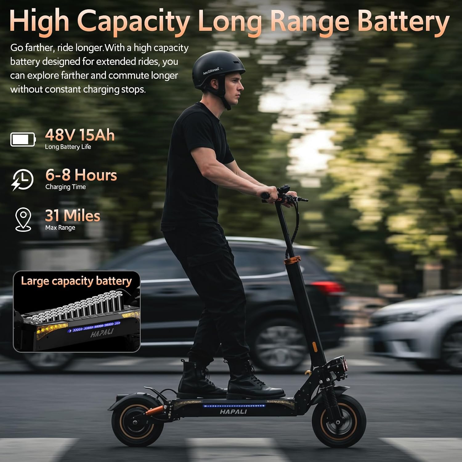 1200W Off-Road Electric Scooter for Adults - 31 Miles Range, 31 MPH, UL Certified, 11" All-Terrain Tires, Dual Suspension, Foldable,Double Suspension,disc Brakes