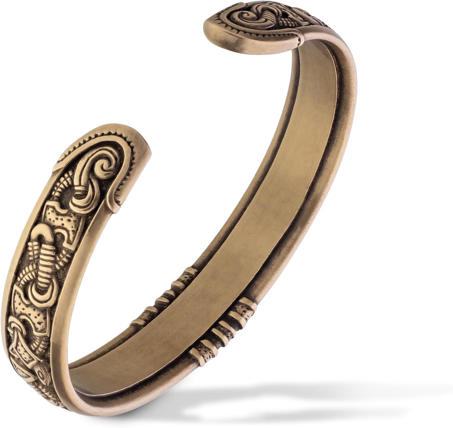 Viking Bracelet - Adjustable Bronze Norse Cuff - Nordic Metal Arm Ring Jelling Style - Scandinavian Design Armband - Norse Jewelry for Men Women