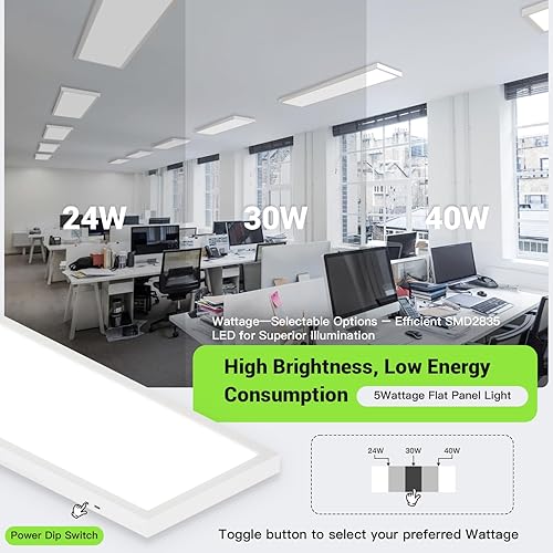 Miniatura 5 de Luz LED de panel plano de 1 x 4, luz de techo de montaje en superficie, 5CCT 3000K3800K4500K5200K6000K, 24W30W40W 5200LM Triac atenuación suave