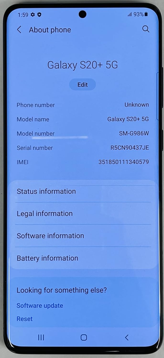 Samsung Galaxy S20+ 5G, US Version, 128GB, Cloud Blue for GSM (Renewed)