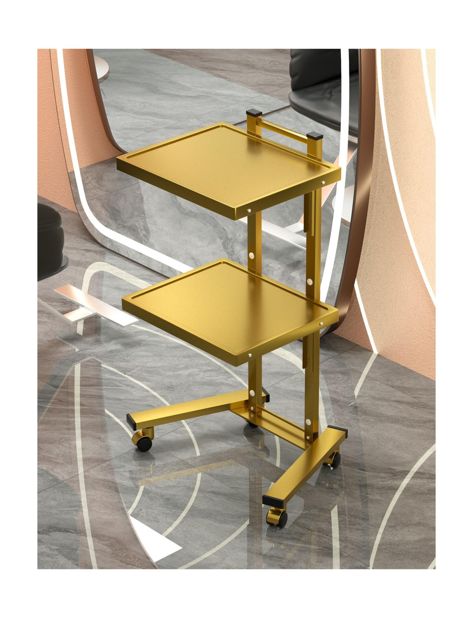 Carro Profesional para salón de Belleza con Ruedas, Carrito de Herramientas para peluqueros, Carrito utilitario portátil para barbería, salón de Belleza, técnico de uñas y SPA - Organizador