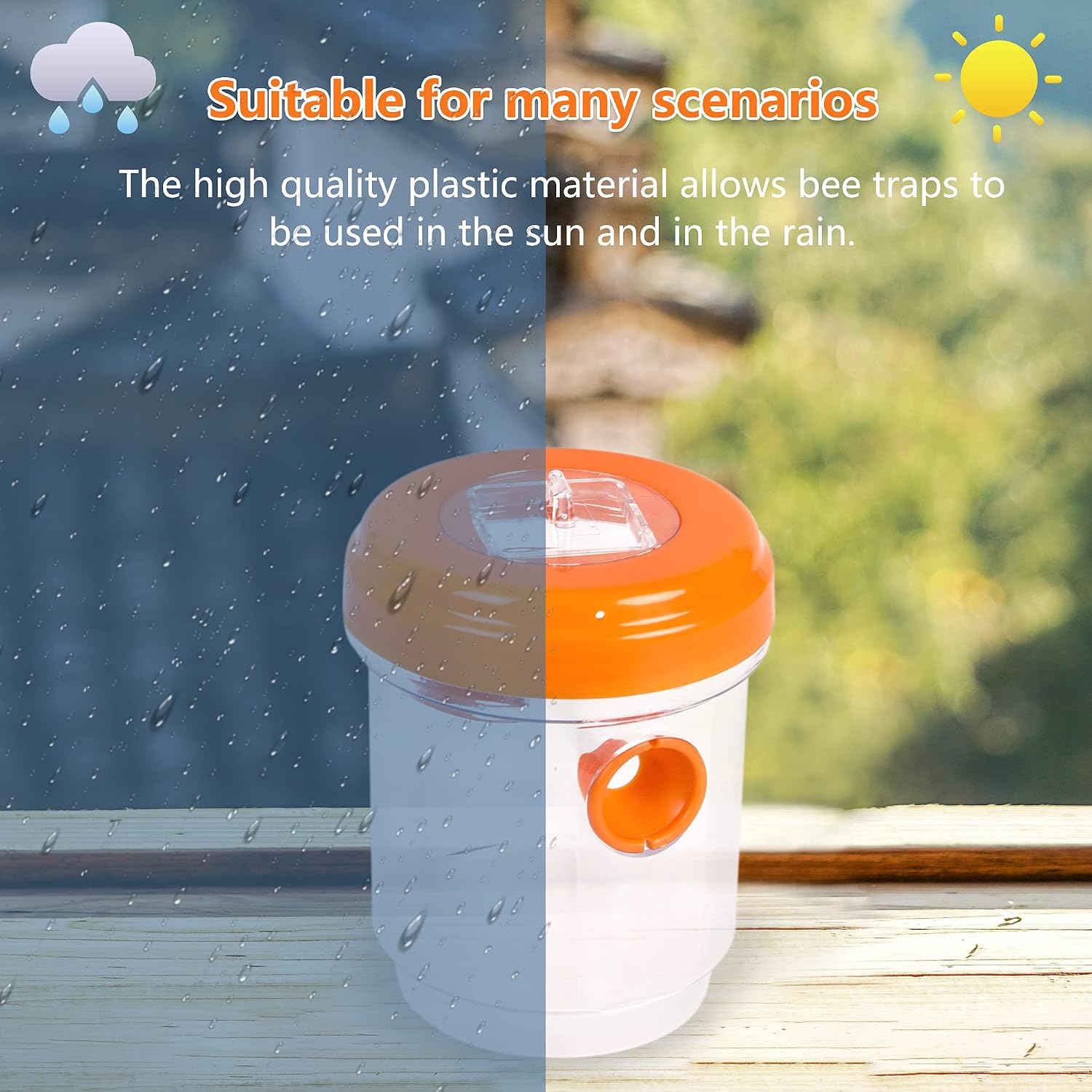2 Pack Wasp Trap for Hornet Bees Yellow Jackets, Flying Insect Bee Catcher, Reusable, Hanging Outdoor Wasp Deterrent Killer