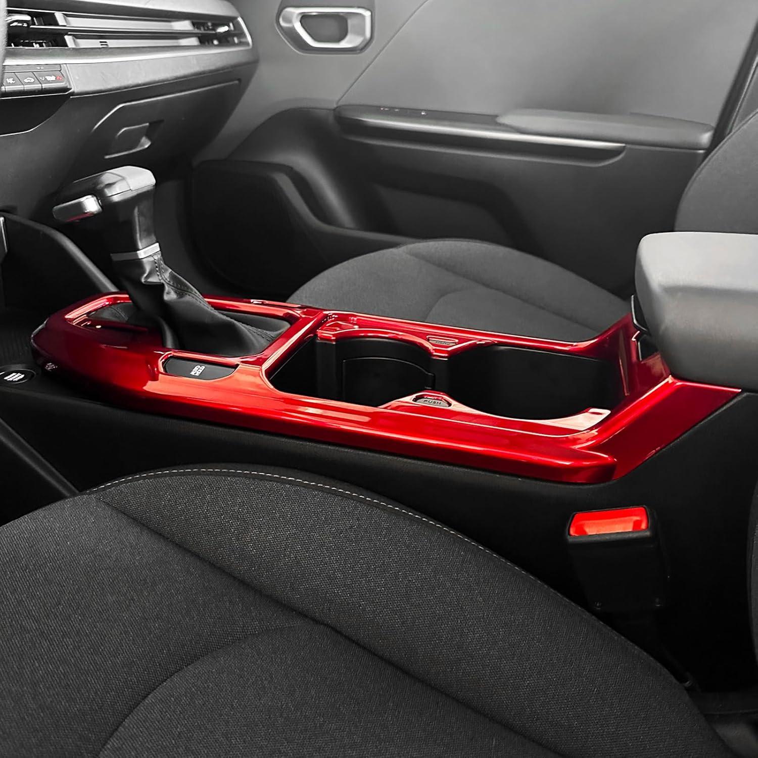 ABS Center Console Cover,Gear Shift Trim Panel,Console Shifter Cover Compatible with Kia K4 2025-2026 Accessories (Glossy Red Style)