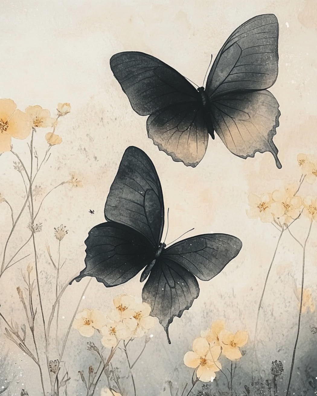 WANMIU DIY Paint by Numbers Flame Black Butterflies and Flowers with Paint Brushes and Acrylic Painting Kit 16x20 Inch for Kids and Adults Beginner Gifts