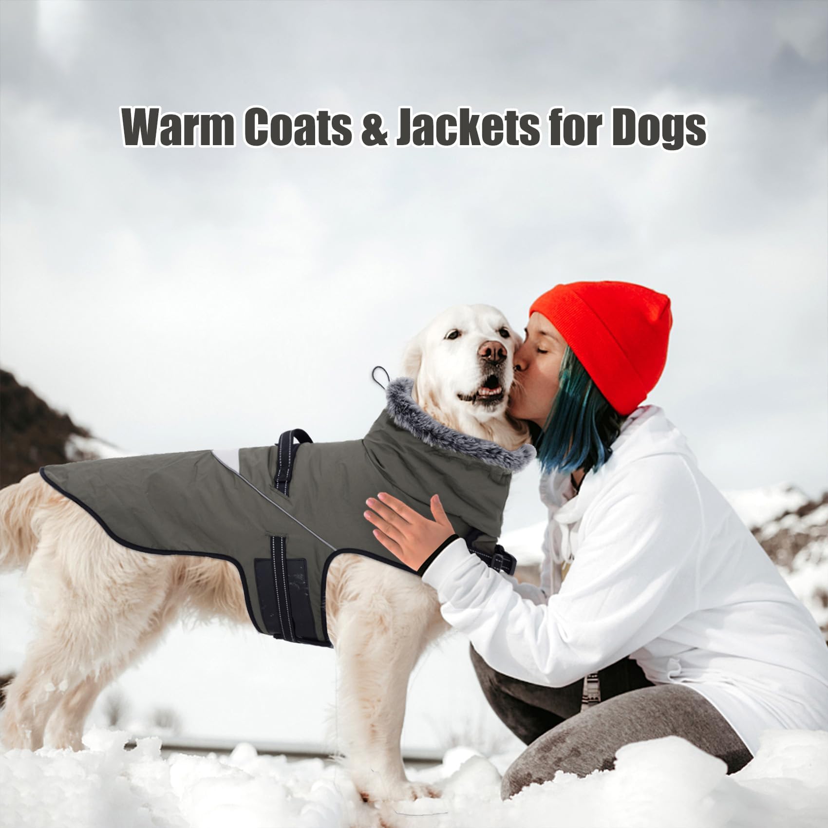LIANZIMAU Manteau pour Chien imperméable avec Harnais, Manteau d'hiver pour Chien, Manteau Chaud avec réflecteurs pour Chien de Petite, Moyenne et Grande Taille, Manteau pour Temps Froid