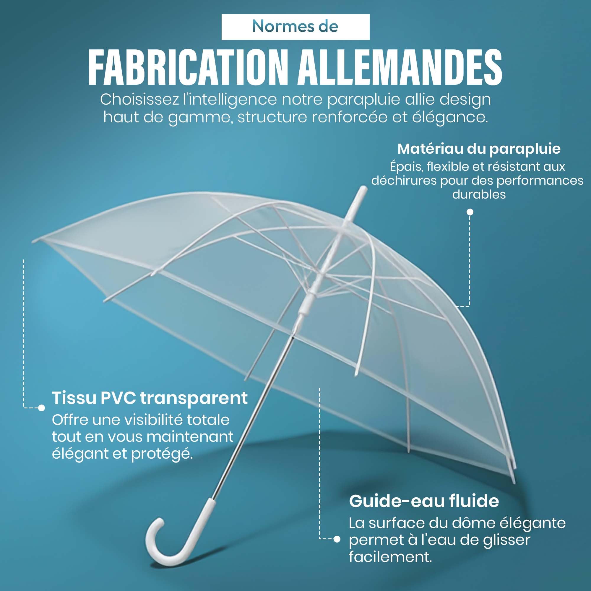 GOODS+GADGETS Parapluie transparent, parapluie blanc en bâton Parapluie élégant en transparent - The Fashion-Highlight