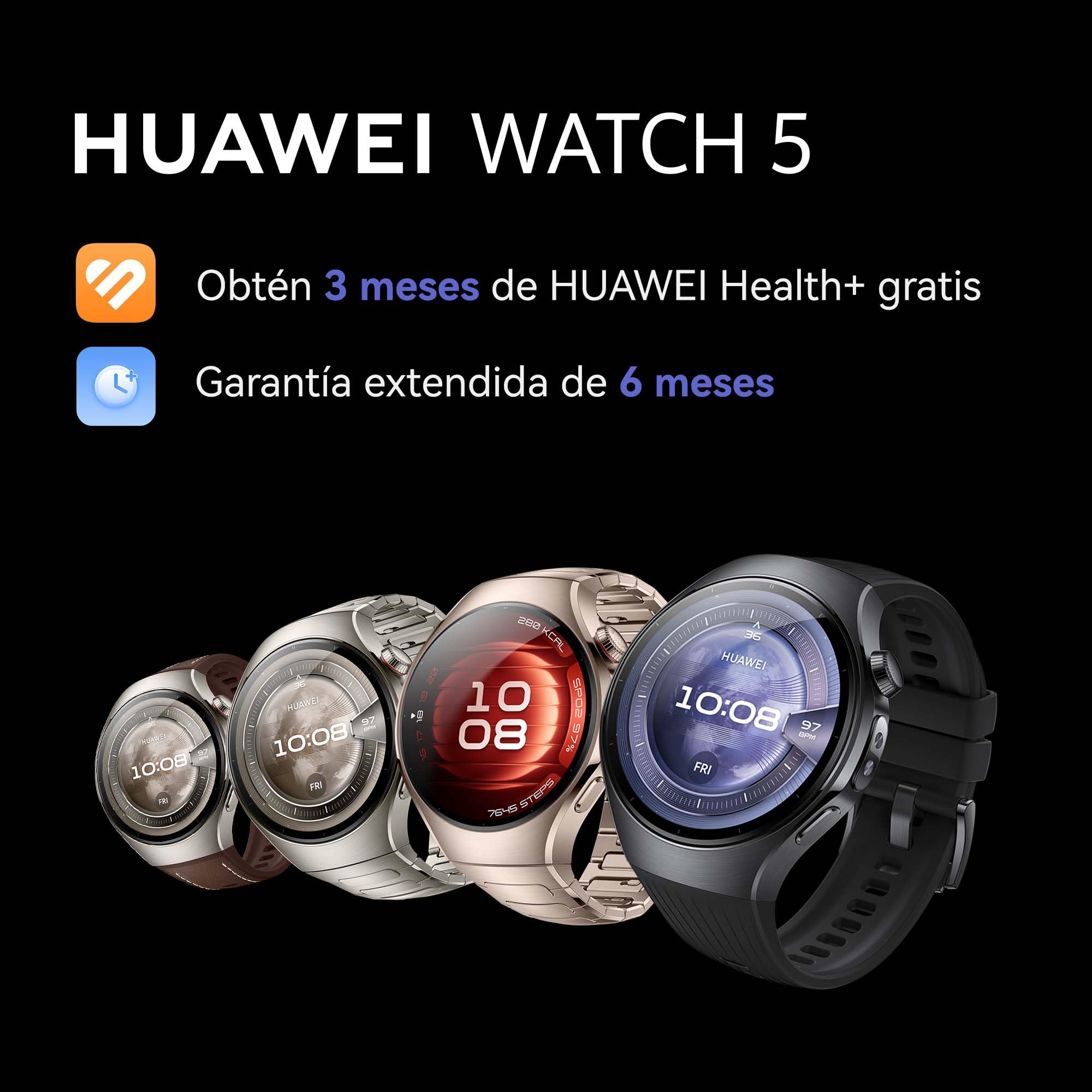 HUAWEI Watch 5, 46mm Smartwatches, Multi-Sensor Revolucionario X-Tap, SpO2 con la Yema del Dedo, Health Glance, ECG, HRV, eSIM, Android & iOS, Negro