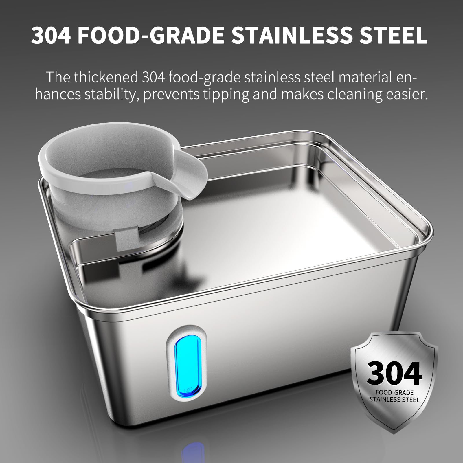 Fuente de agua para perros de acero inoxidable, 270 onzas/2.1 galones/8 litros, fuente de agua para mascotas para gatos y perros, fuente de agua para mascotas con gran capacidad, gran