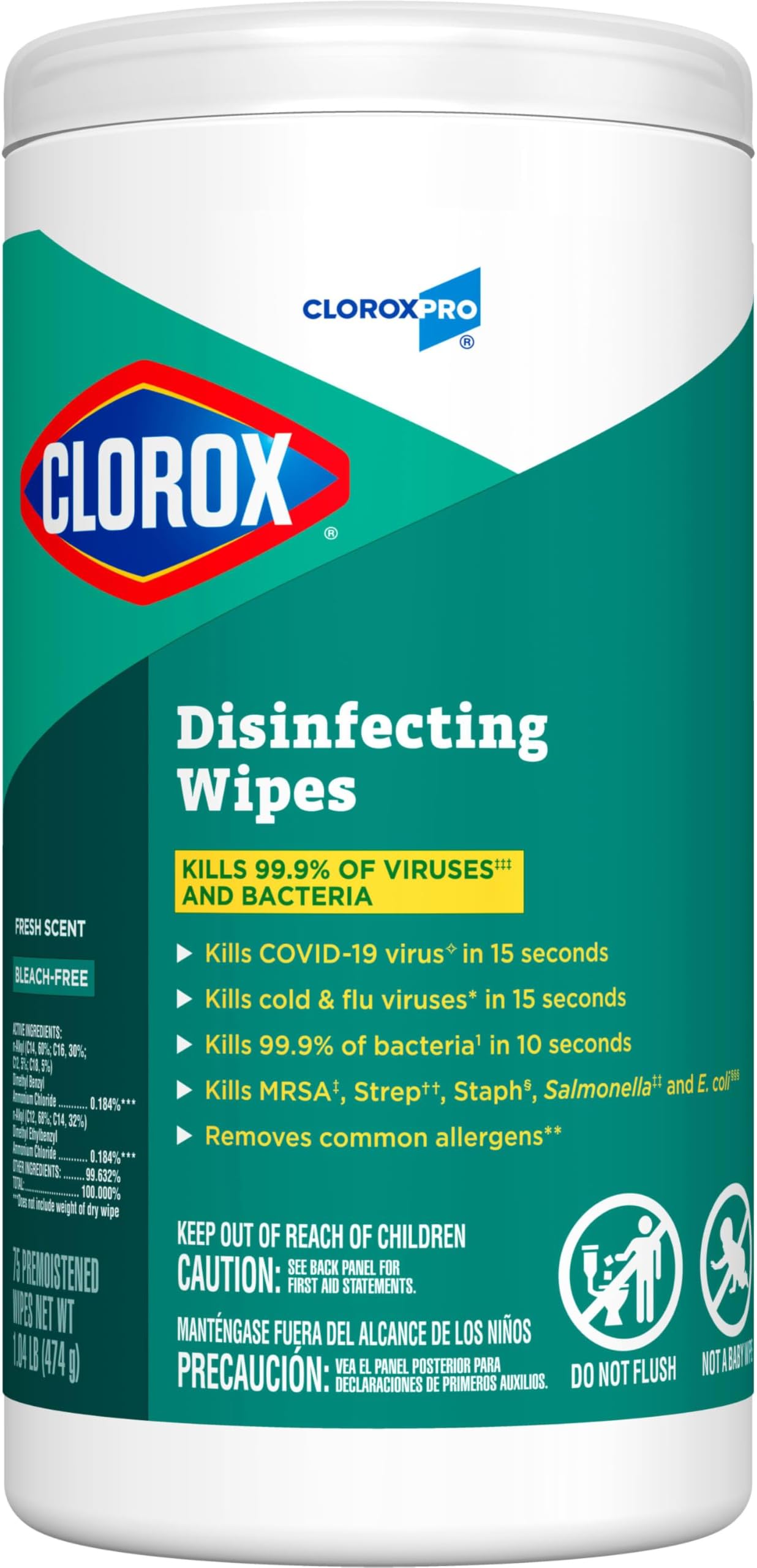 Clorox Disinfecting Wipes, Fresh Scent, 75 Count (Package May Vary)