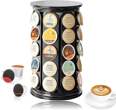 Coffee Pod Organizer Storage Coffee Pod Holder Carousel 360 Degrees Rotation Capacity of 40 Keurig K-Cup pods for Office Home Kitchen Counter Organizer