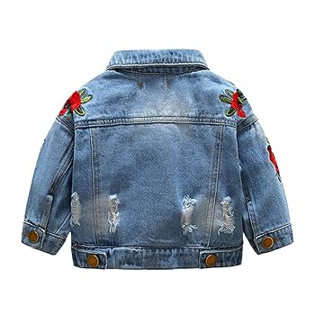 Amazon.com: Top and Top Baby Girls Denim Jacket Rose Flower