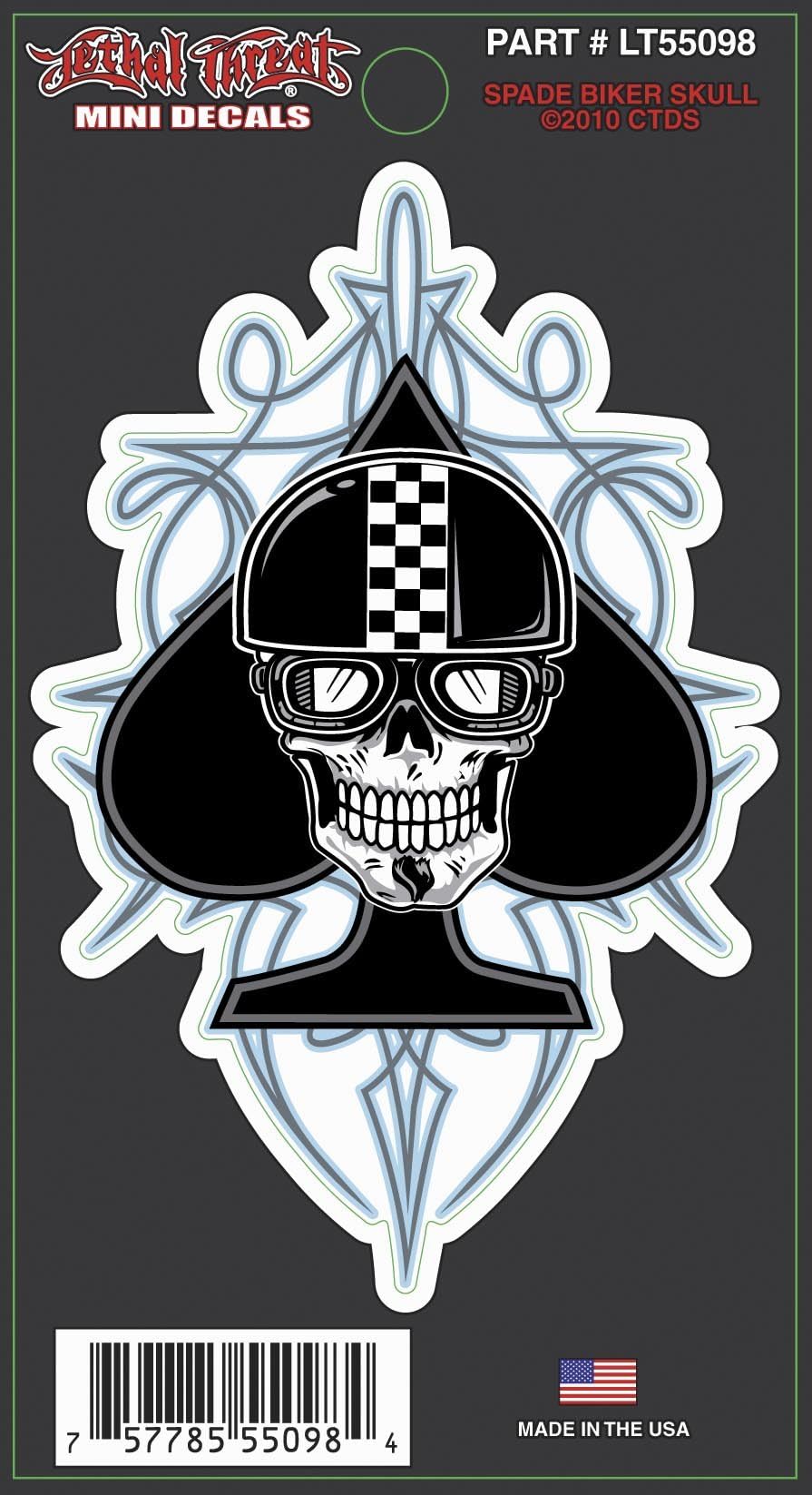 Lethal Threat Spade Biker Skull Decal LT55098