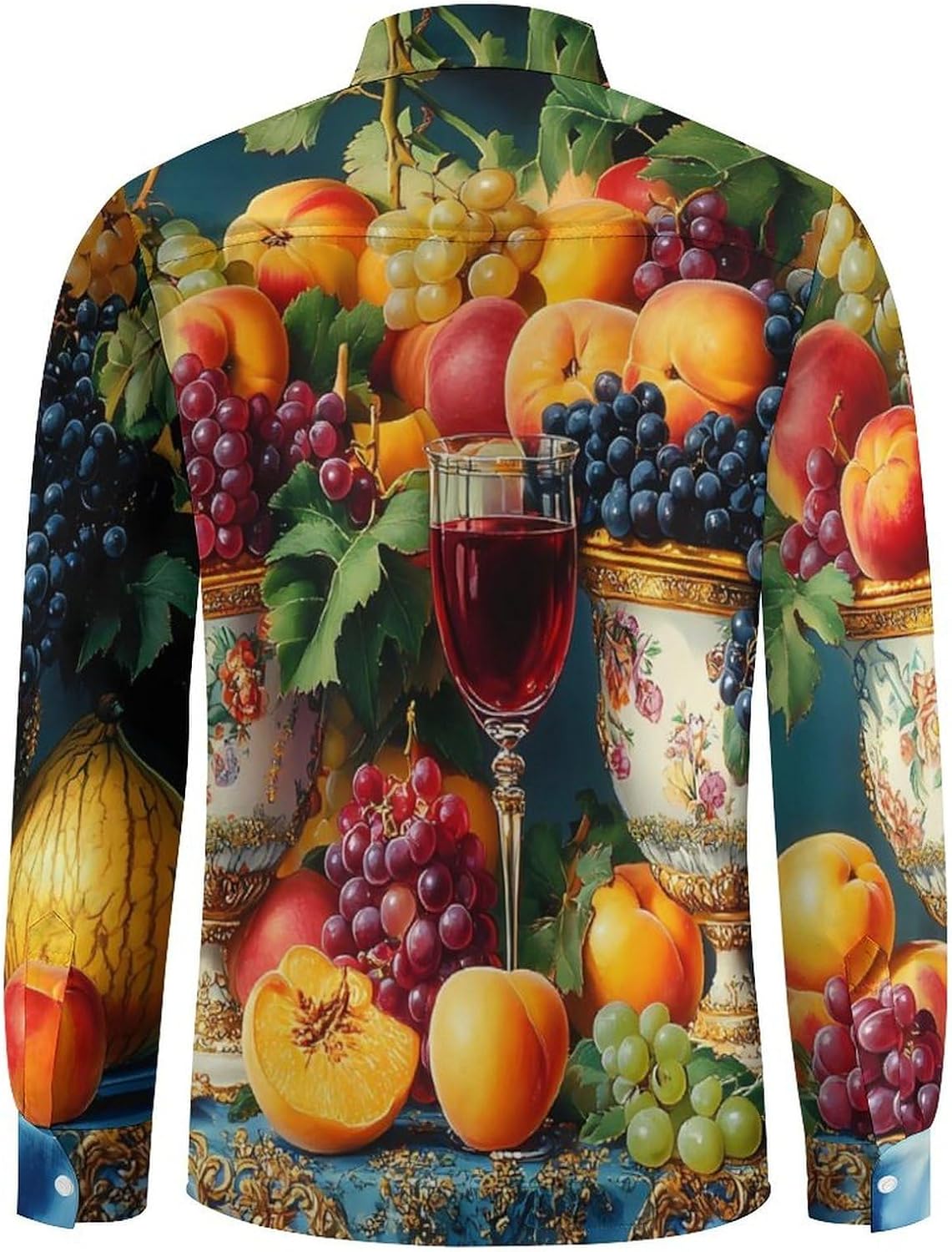 Kitchen Fresh Fruits Long Sleeve Shirts Casual Dress Shirt Button-down T-shirts for Men