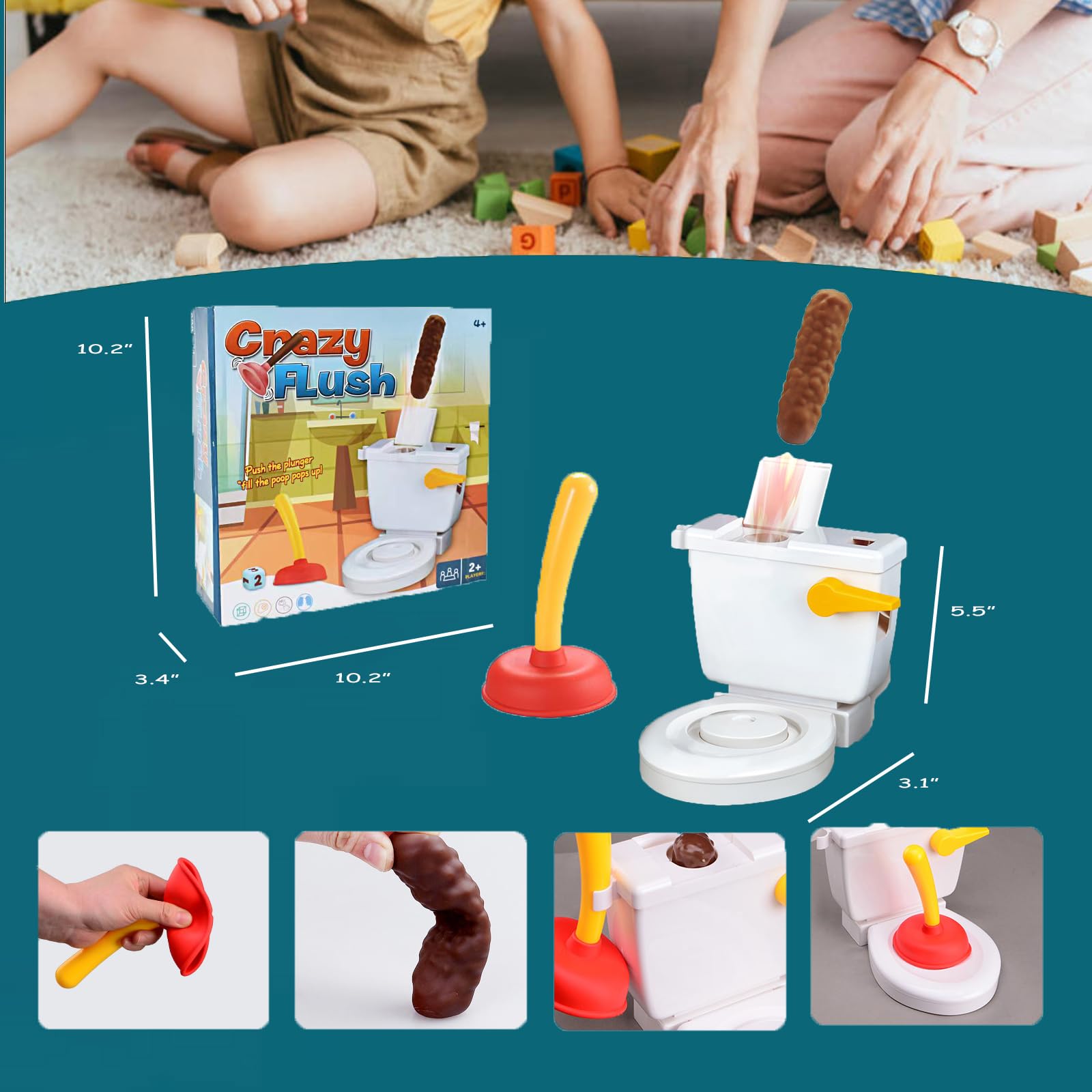Hora De Lima Poop Shoot Game For Family Interactive Toilet Toy For 2-6 Players Funny Gags & Joke