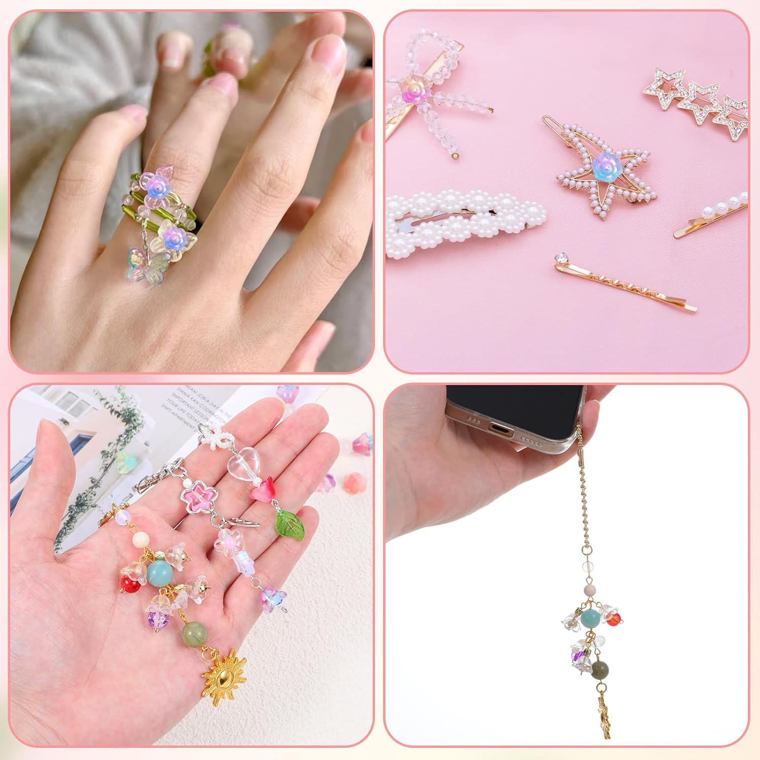 100PCS Glass Bellflower Beads, Colorful Trumpet Flower Beads for Jewelry Making, Cute Floral Beaded Charms for DIY Necklace, Earrings, Bracelets, Crafts (11mm) - Image 7