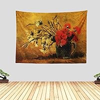 Vista 12 de Chitteri Vincent van gogh - Tapiz colgante de flores de almendra, 60 x 45 pulgadas, arte de pared de poliéster para decoración del hogar