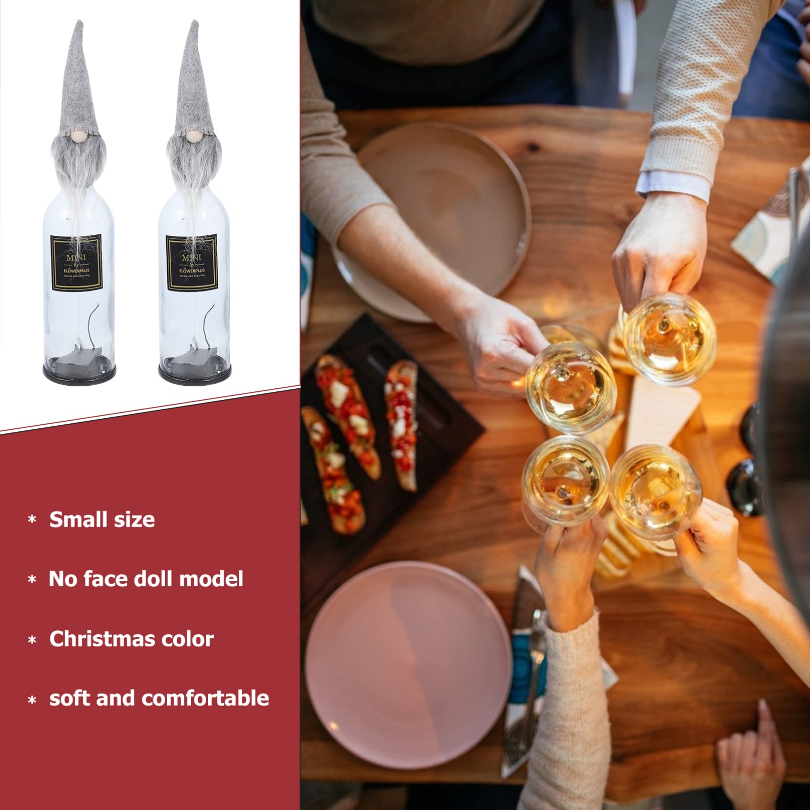Lot de 10 housses de bouteille de vin sans visage pour bouteilles de vin de Noël - Bouchons de bouteille de vin nain - Capuchons de bouteille de boisson - Pour fête de Noël