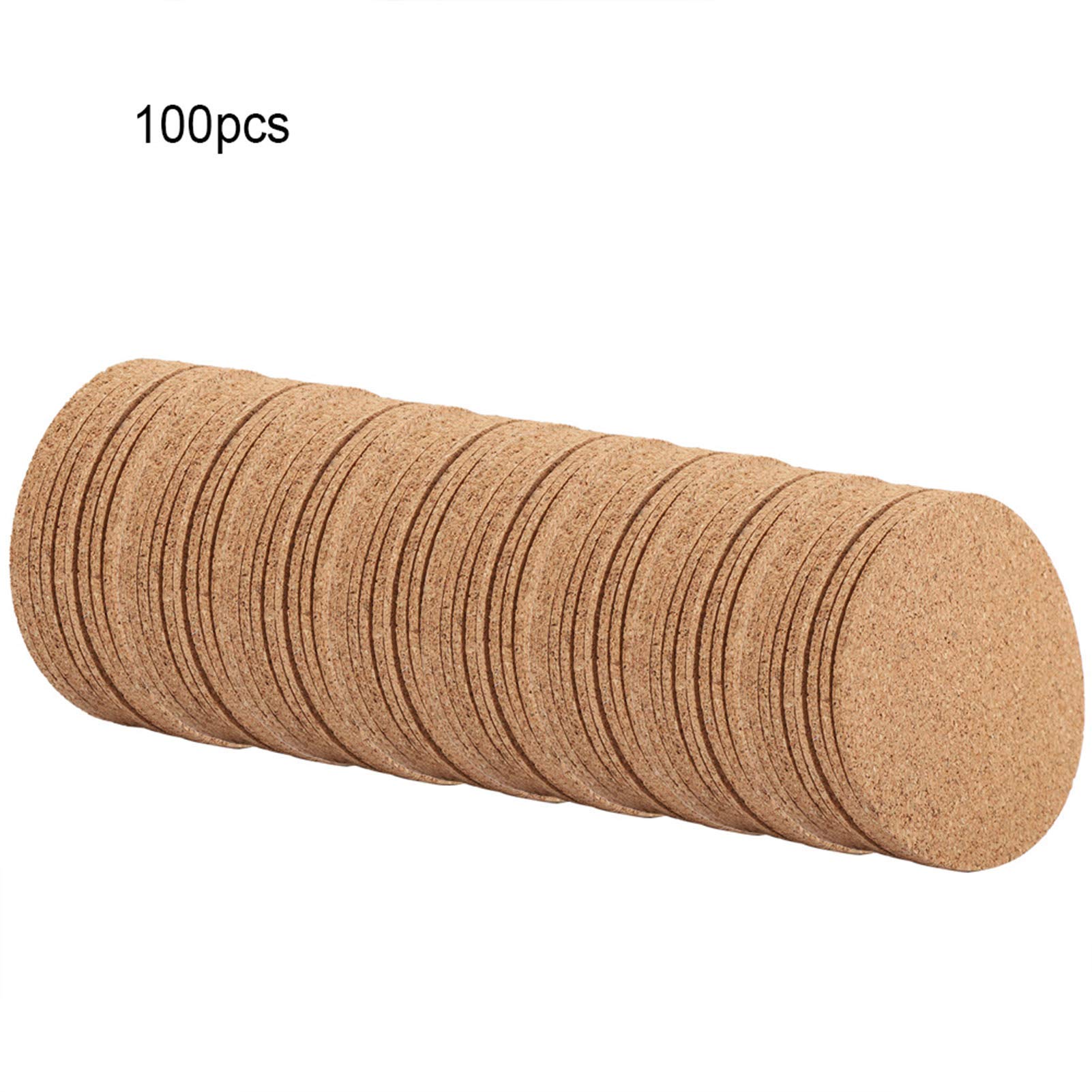 Juego de 100 Posavasos de Corcho para Bebidas. Posavasos de Madera Natural con Bordes Redondeados y Superficie Absorbente para té, café y Otras Bebidas frías o Calientes