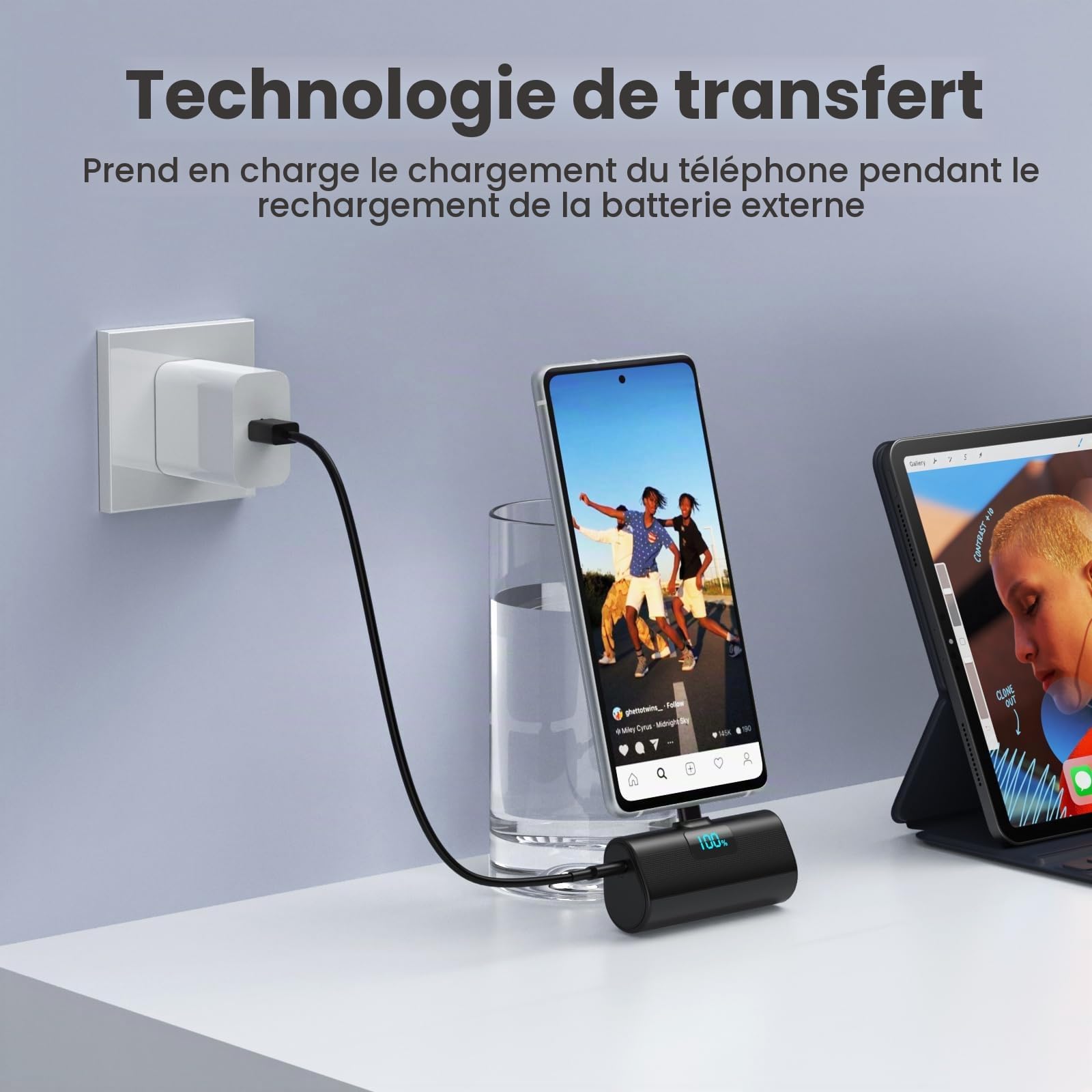 [Lot de 2]Batterie Externe pour iPhone 17/16/15 Series, 5200mAh USB C Power Bank à Charge Rapide Ultra-Compact et Léger Batterie Portable Écran LCD Chargeur Portable pour iPhone 17/16/15 Sam sung etc.