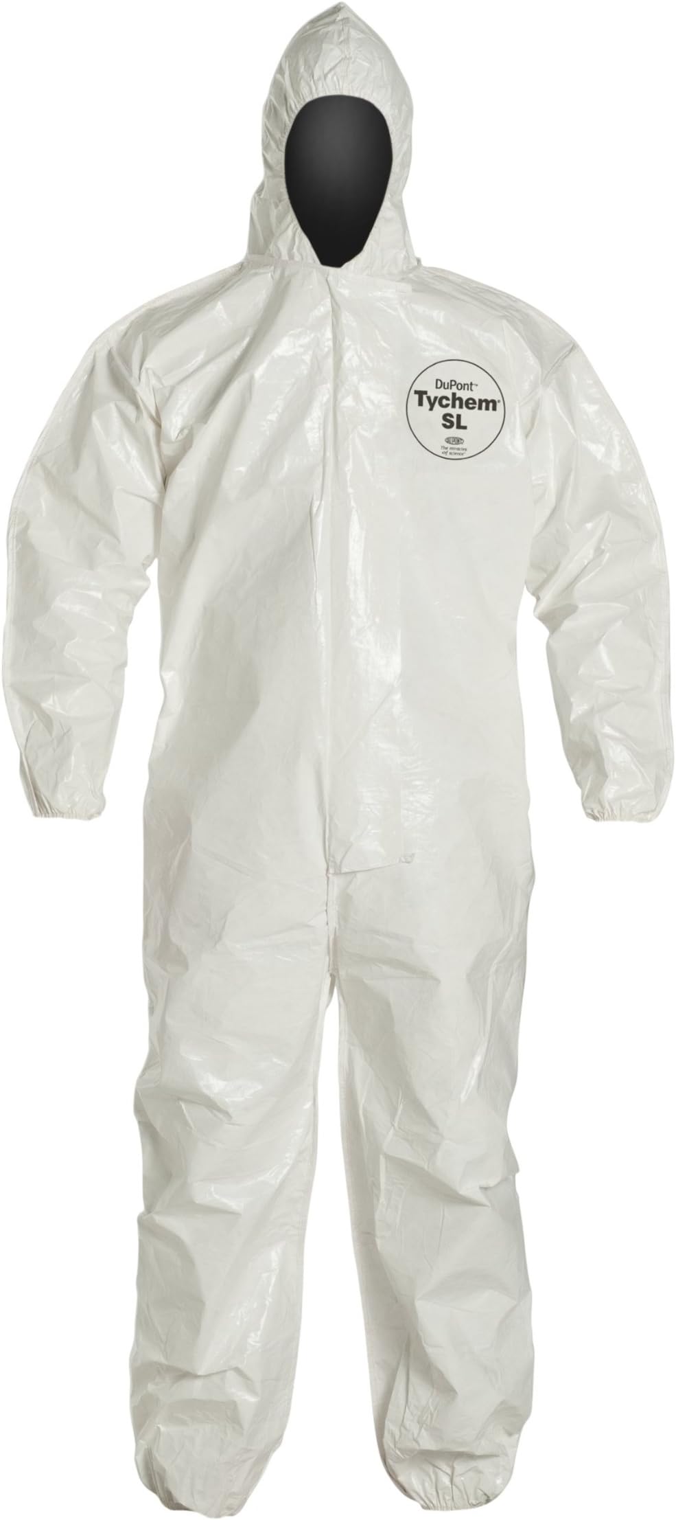 Tychem 4000 SL127T Disposable Chemical Resistant Coverall with Hood, Elastic Cuff and Taped Seams, White, Large (Pack of 6)