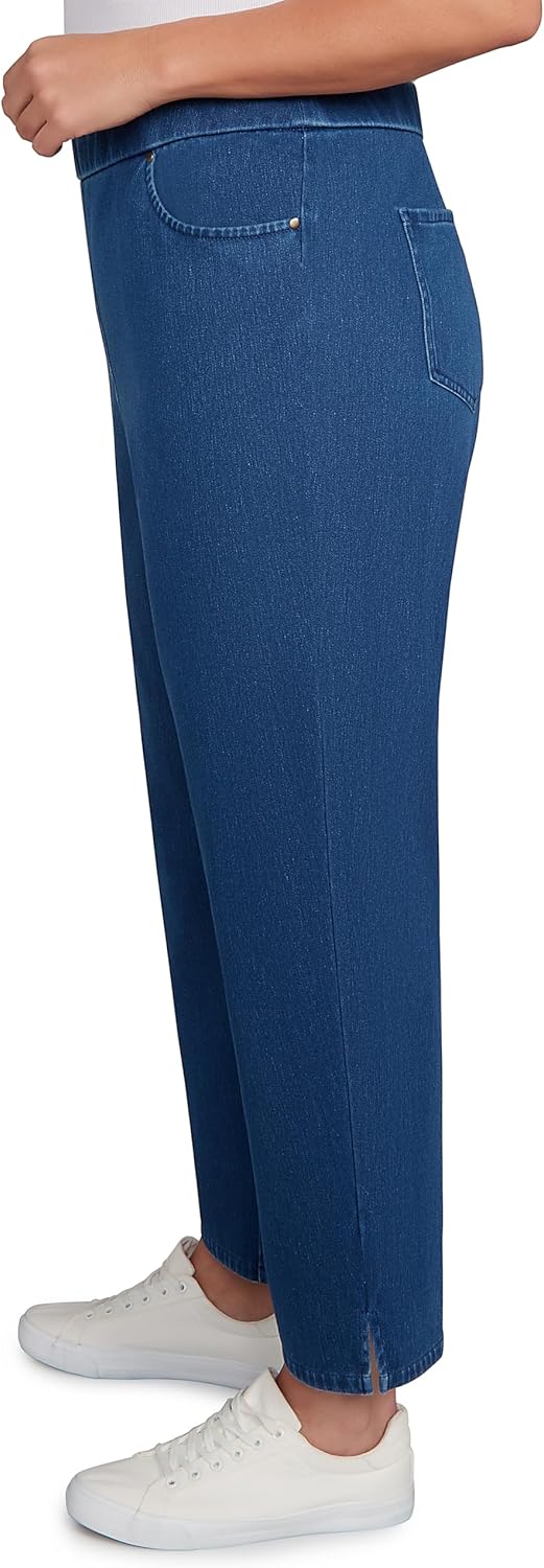 Denim Knit Short Length Split Hem Jeans